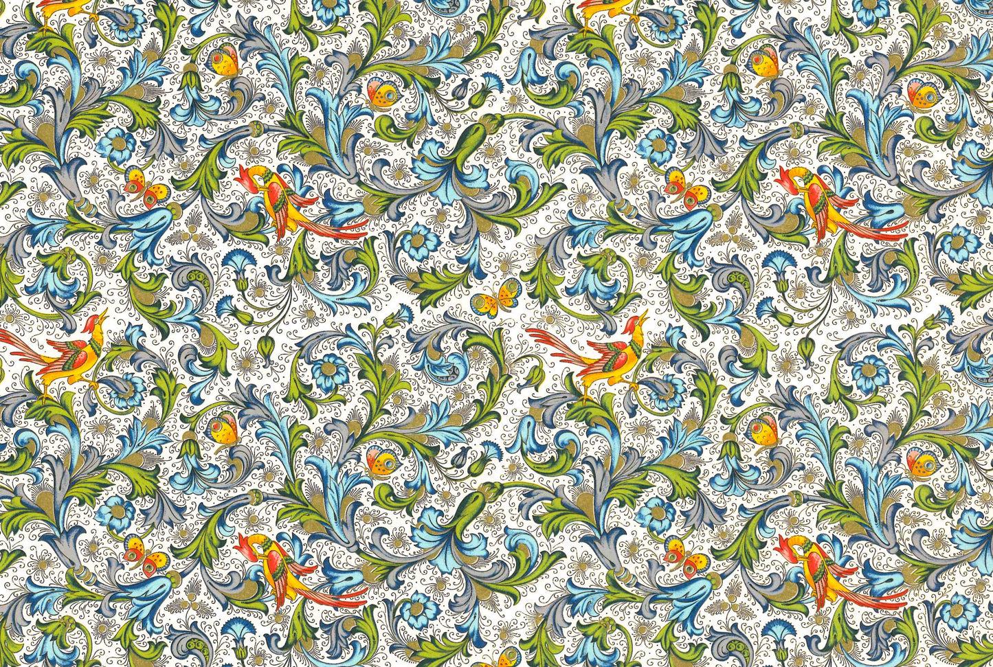 2 fogli carta découpage/cartonaggio legatoria50x70cm-Fiorentina uccelli farfalle