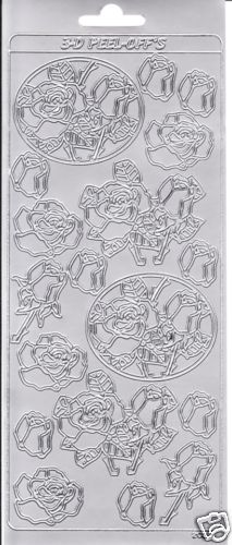 SCRAPBOOKING - 2 fogli adesivi - rose barocche argento