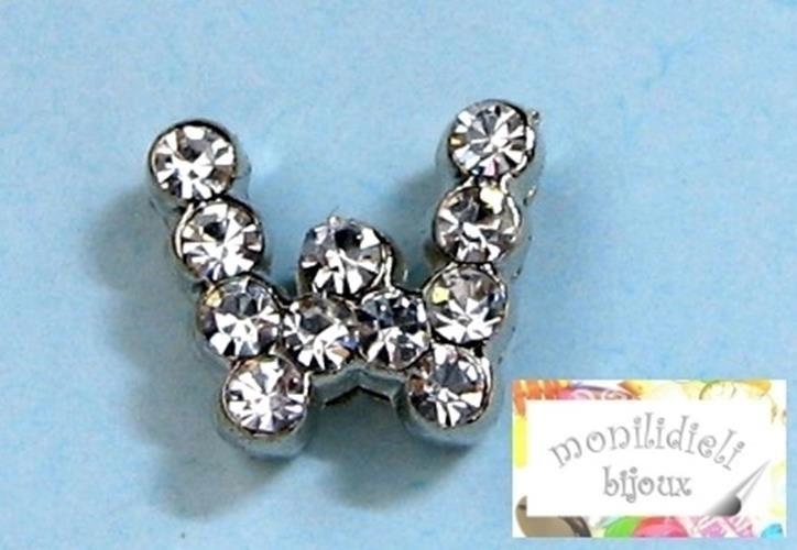 BIGIOTTERIA PERLINE - iniziale - lettera W con strass - 4 pz