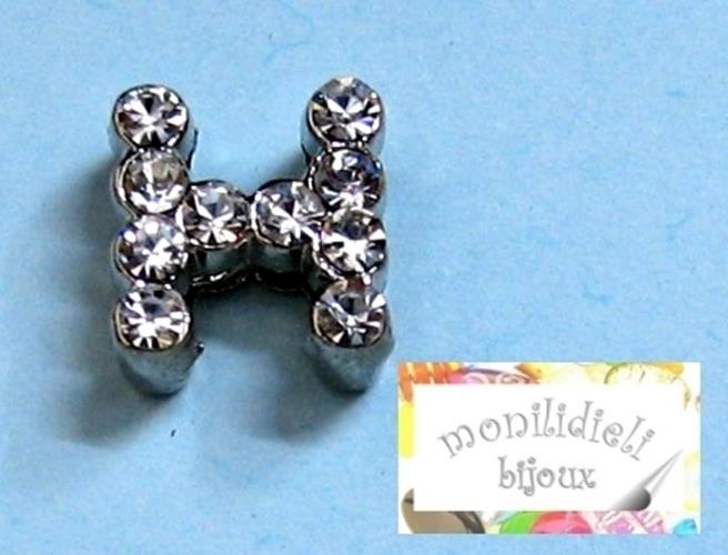 BIGIOTTERIA PERLINE - iniziale - lettera H con strass - 4 pz