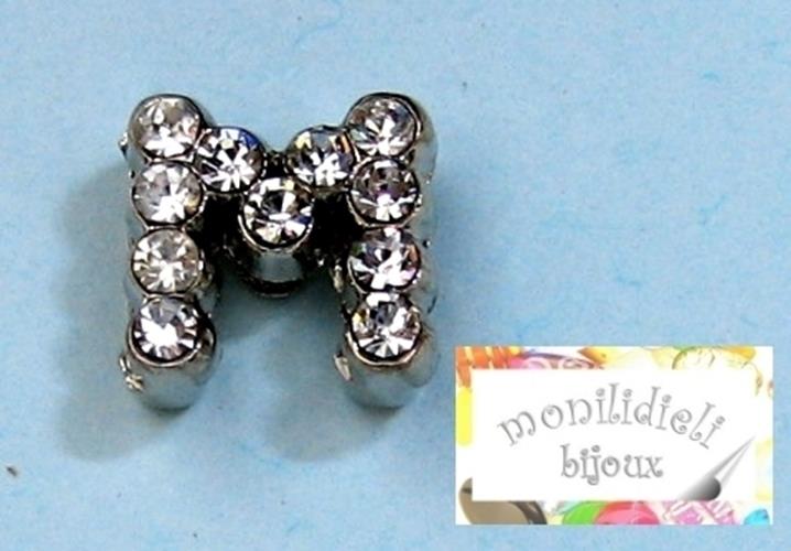 BIGIOTTERIA PERLINE - iniziale - lettera M con strass - 4 pz
