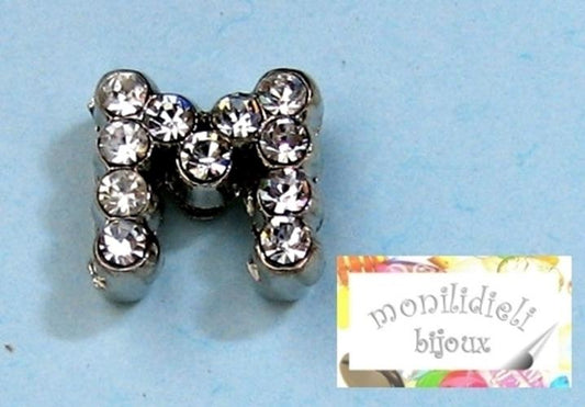 BIGIOTTERIA PERLINE - iniziale - lettera M con strass - 4 pz