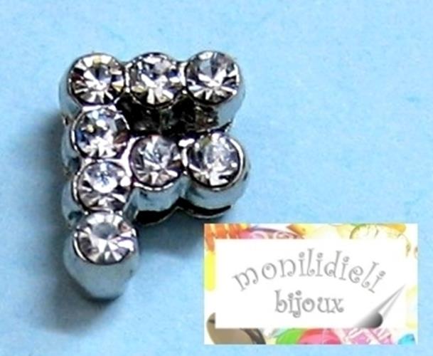 BIGIOTTERIA PERLINE - iniziale - lettera F con strass - 4 pz