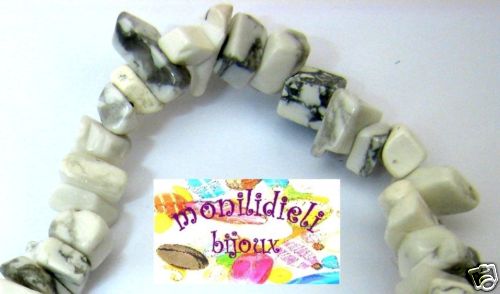 BIGIOTTERIA PERLINE - pietre dure - imitazione turchese bianco 80 cm