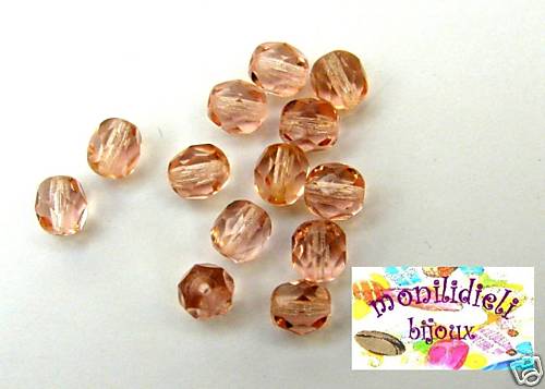 BIGIOTTERIA PERLINE- 20 mezzi cristalli 6mm - rosa