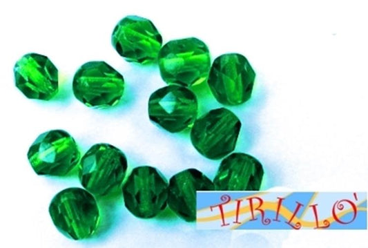 BIGIOTTERIA PERLINE -10 mezzi cristalli 8 mm Verde smeraldo