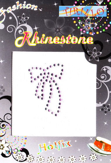 Applicazione in strass Hot Fix - Fiocco rosa 2 pezzi