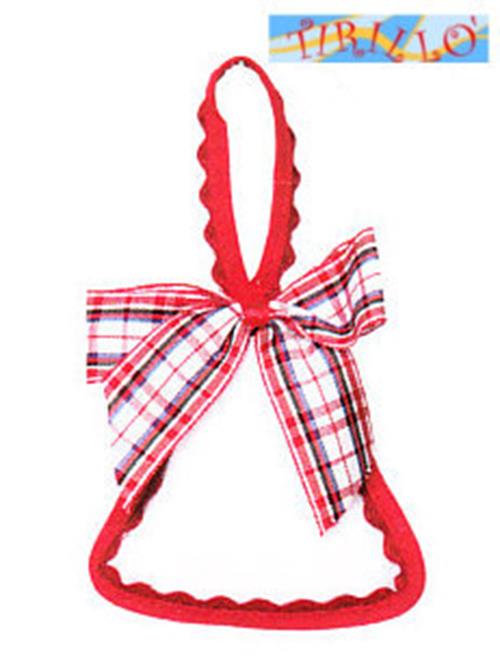 CUCITO NATALE - Campana di stoffa imbottita da ricamare e appendere - 9 cm
