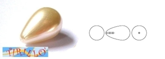 SWAROVSKI- 10 perle goccia monoforo cristallo Swarovski Preciosa- 15x8 mm Crema