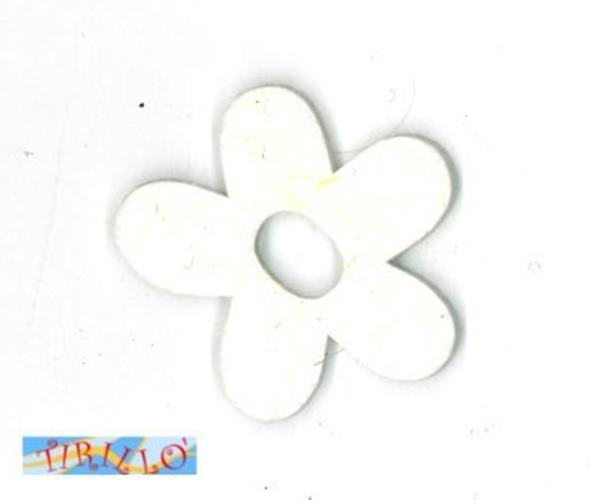 CUCITO CREATIVO - 2 fiori di feltro "pop" 5 cm - Bianco