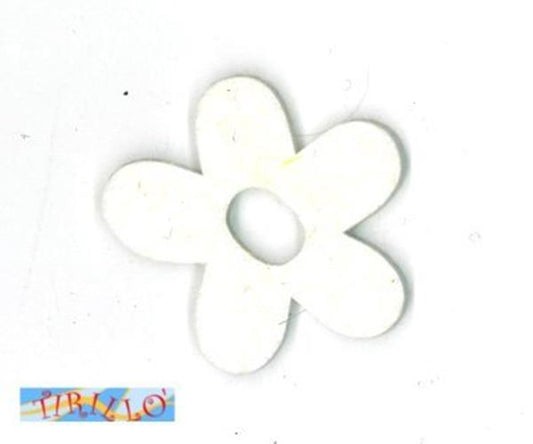 CUCITO CREATIVO - 2 fiori di feltro "pop" 5 cm - Bianco