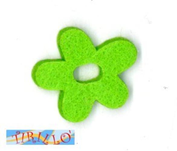 CUCITO CREATIVO - 2 fiori di feltro "pop" 5 cm - Verde