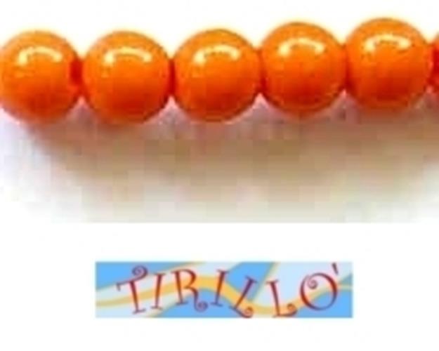 BIGIOTTERIA PERLINE - 40 palline di plastica 8 mm-Arancio