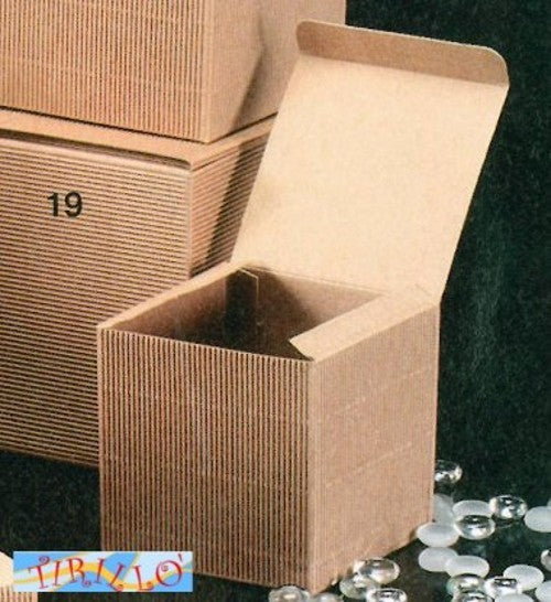 CONFEZIONI BOMBONIERE - 10 scatole cartone ondulato - 60x60x60mm avana