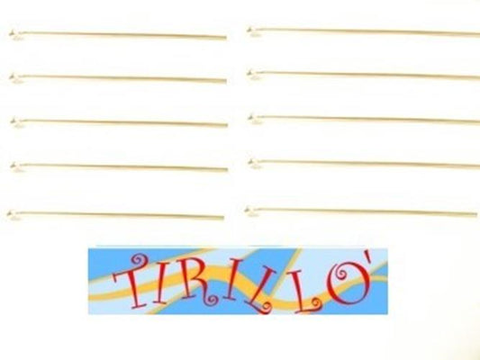 ARGENTO 925 MASSICCIO italiano - 10 chiodini testa a pallina 5 cm - colore oro