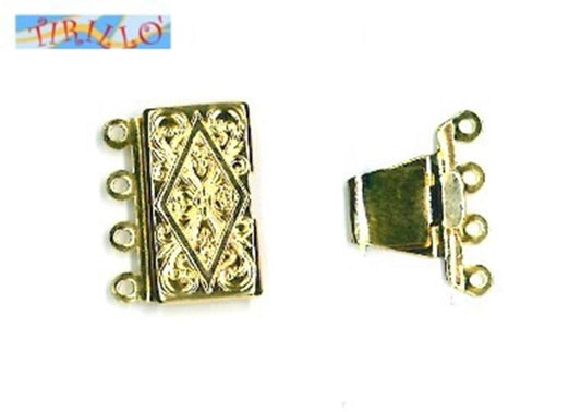 BIGIOTTERIA -  1 chiusura per collana rettangolare oro - 18x10 mm