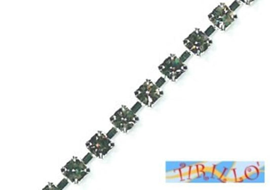 1 m catena strass cristallo PRECIOSA armatura metallo - BLACK DIAMOND 3mm