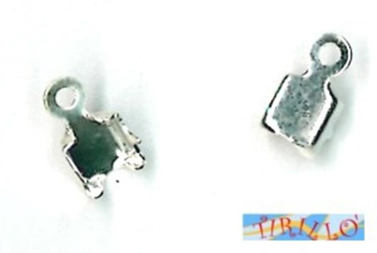 30 terminali capocorda per catena di strass - colore argento - 3 mm