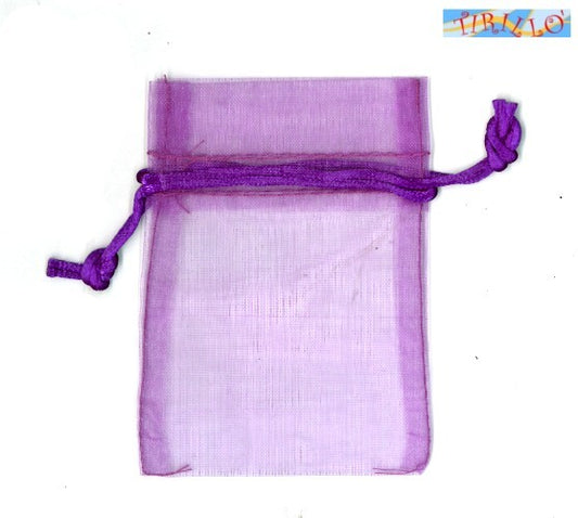 BIGIOTTERIA BOMBONIERE - 10 sacchettini in organza 7x10 cm - Viola