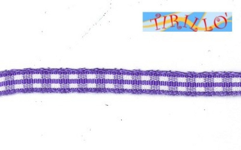 MERCERIA - 6 metri nastro sintetico animato 6 mm - Quadretti viola