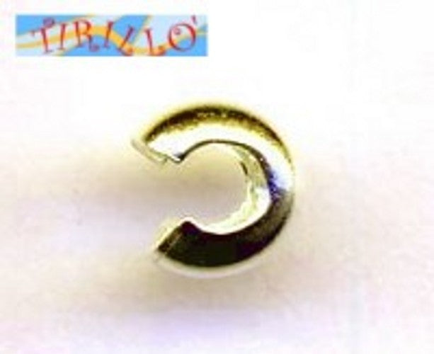 ARGENTO 925 MASSICCIO italiano - 2 copri schiaccini 4 mm bagnato oro giallo