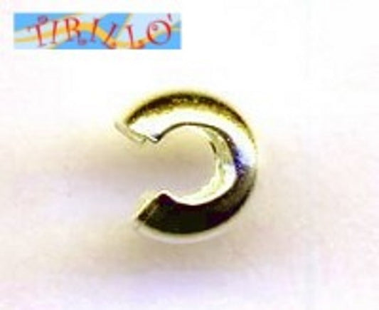 ARGENTO 925 MASSICCIO italiano - 2 copri schiaccini 4 mm bagnato oro giallo