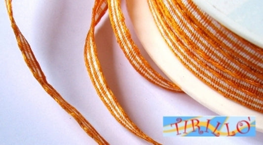 MERCERIA - 6 metri nastro sintetico animato 6 mm - Quadretti arancio
