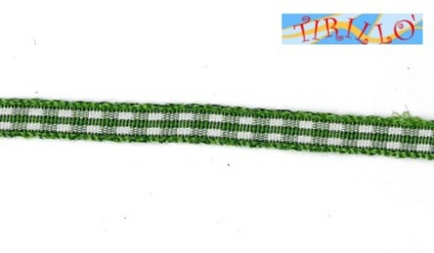 MERCERIA - 6 metri nastro sintetico animato 6 mm - Quadretti verde scuro