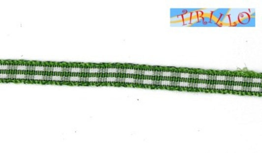 MERCERIA - 6 metri nastro sintetico animato 6 mm - Quadretti verde scuro
