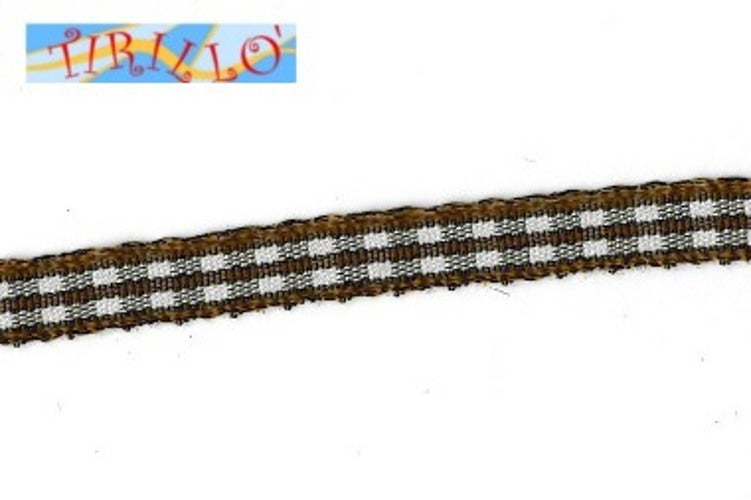 MERCERIA - 6 metri nastro sintetico animato 6 mm - Quadretti marrone