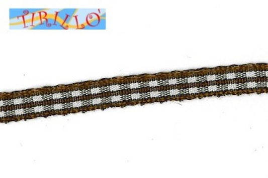 MERCERIA - 6 metri nastro sintetico animato 6 mm - Quadretti marrone