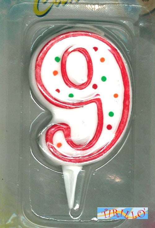 CANDELE PARTY CAKE DESIGN- 3pz Candela numero per torta compleanno 6 cm-Numero 9
