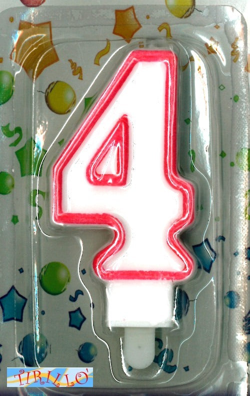 CANDELE PARTY CAKE DESIGN -3pz Candela numero per torta compleanno 6 cm-Numero 4
