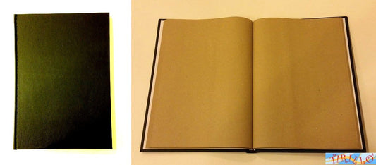 1 DIARIO GUESTBOOK QUADERNO FORMATO A4 - Similpelle nera carta paglia gialla