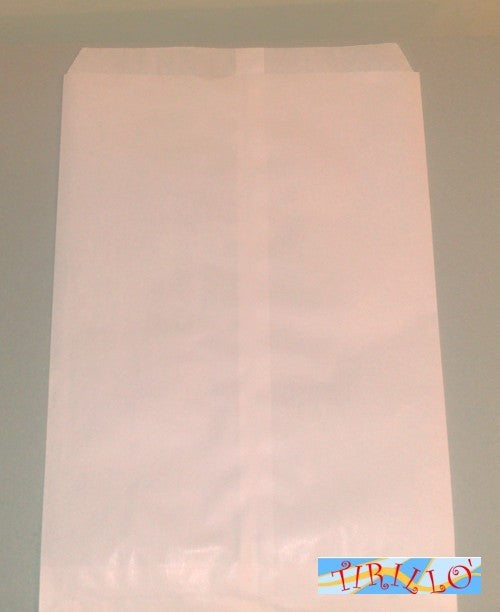 50 sacchetti di carta a busta senza manici 22x33 cm - bianco