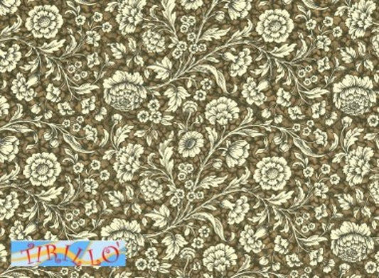 2 fogli carta legatoria cartonaggio 50x70 cm - Fiorame marrone