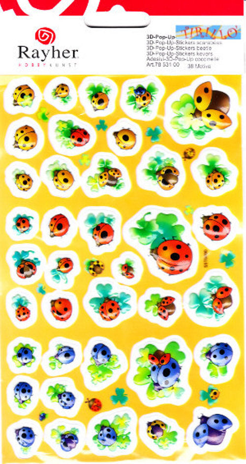 SCRAPBOOKING BULLET JOURNAL - 2 fogli di adesivi 3D - Coccinelle