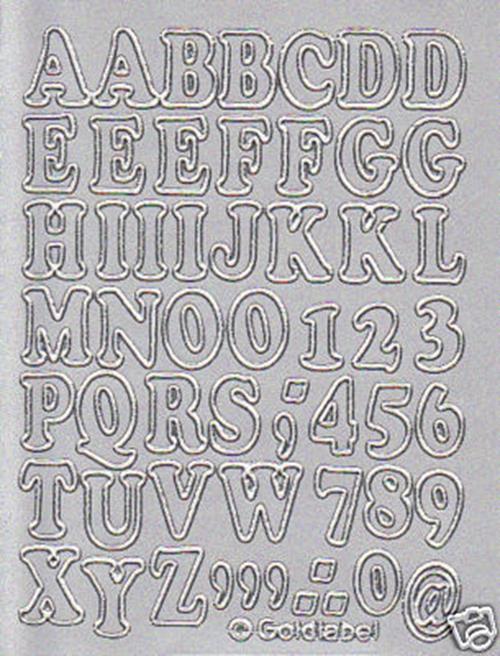 SCRAPBOOKING - 5 fogli adesivi stickers decorativi argento piccolo - alfabeto
