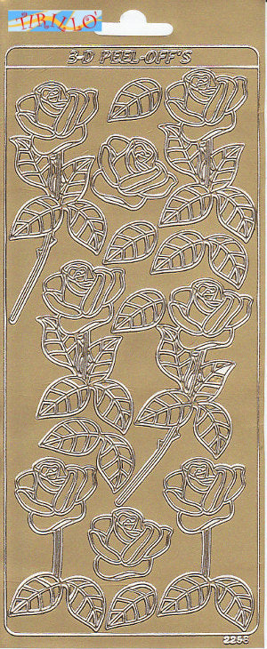 SCRAPBOOKING - 2 fogli adesivi decorativi - rose oro
