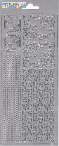 SCRAPBOOKING - 2 fogli adesivi- cornici e angoli argento