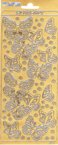 SCRAPBOOKING - 2 fogli adesivi decorativi-farfalle oro