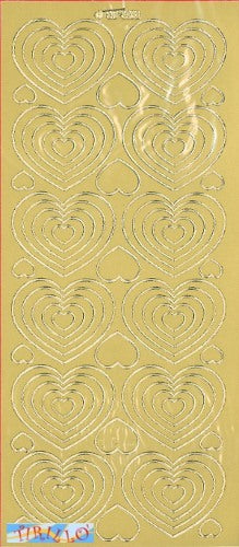 SCRAPBOOKING - 2 fogli di adesivi stickers decorativi oro - Cuori concentrici