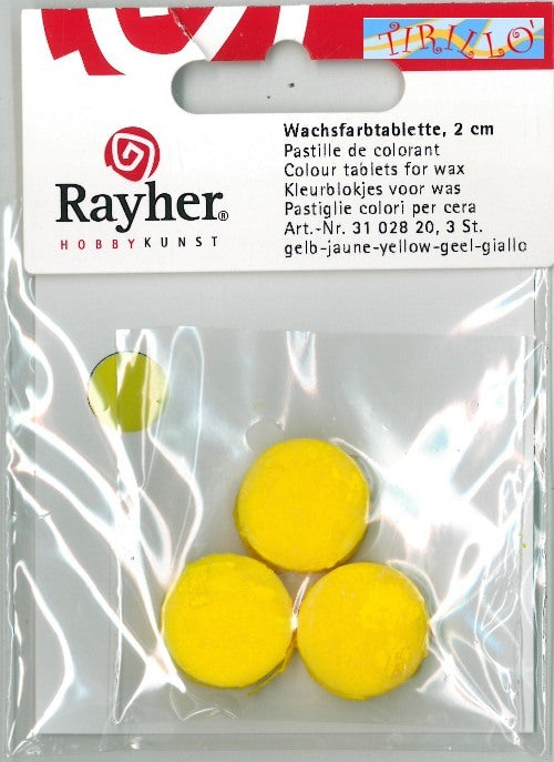 CANDELE - 6 pastiglie coloranti per cera e cera gel - colore giallo