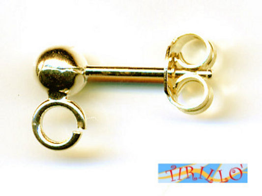 ARGENTO 925 MASSICCIO-2 perni per orecchini pallina oro