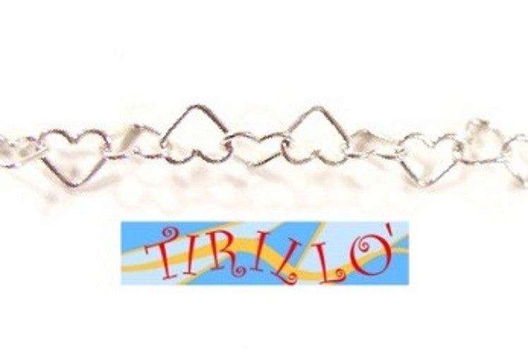 ARGENTO 925 MASSICCIO italiano - 32 cm catena maglie cuore