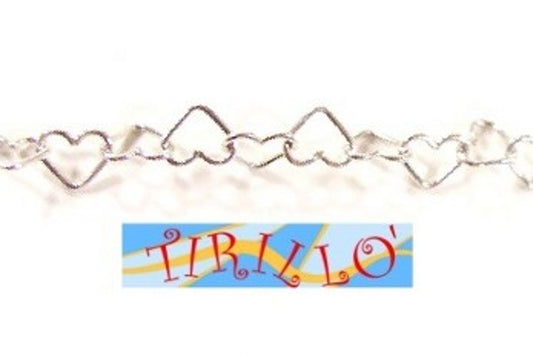 ARGENTO 925 MASSICCIO italiano - 32 cm catena maglie cuore