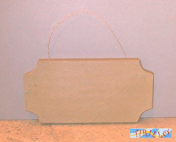 PITTURA DECOUPAGE-Targa tavoletta cartello in cartone da appendere-10x20x1,5 cm