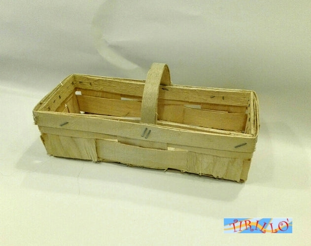 DECORAZIONE - Cestino in legno grezzo 21x8,5 cm