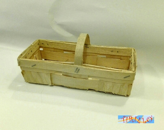 DECORAZIONE - Cestino in legno grezzo 21x8,5 cm