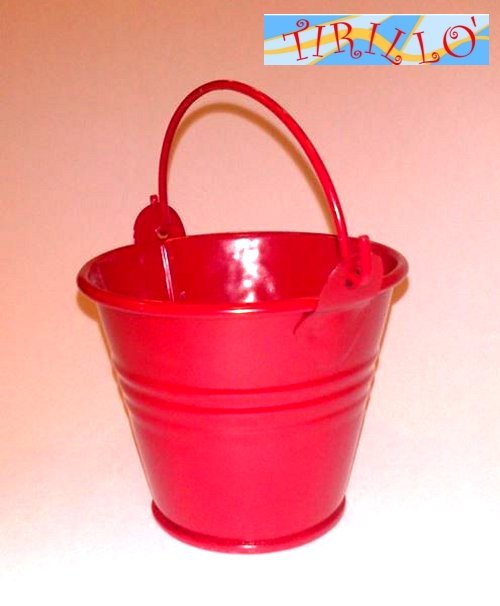 DECORAZIONE - Secchiello in metallo rosso da decorare - diametro 6,6 cm- 3 pezzi